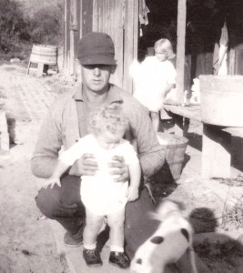 The Shanty; Abe's father holding brother Sam with sister Fanny in background ca 1935
